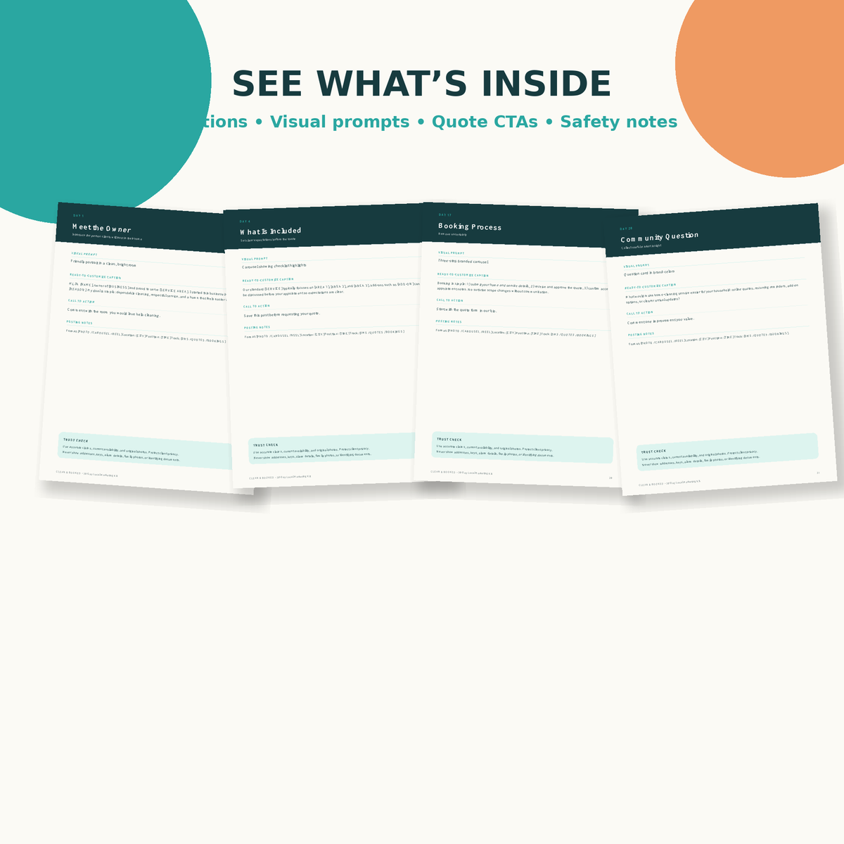 30 Day Cleaning Business Social Media Kit Captions + CTAs