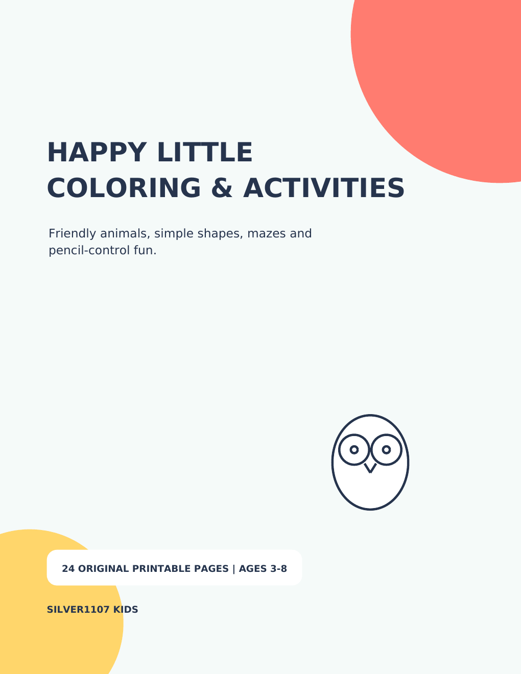 Happy Little Coloring Activity Book  24 Printable Pages