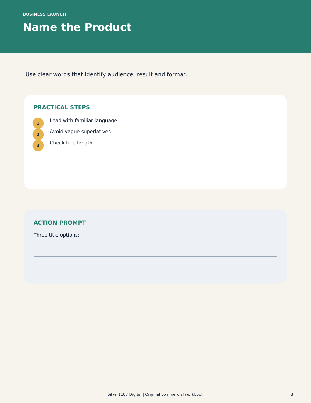 Digital Business Launch Course Workbook - 3 preview